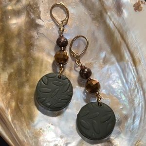 Dark Green & Gold Earrings.